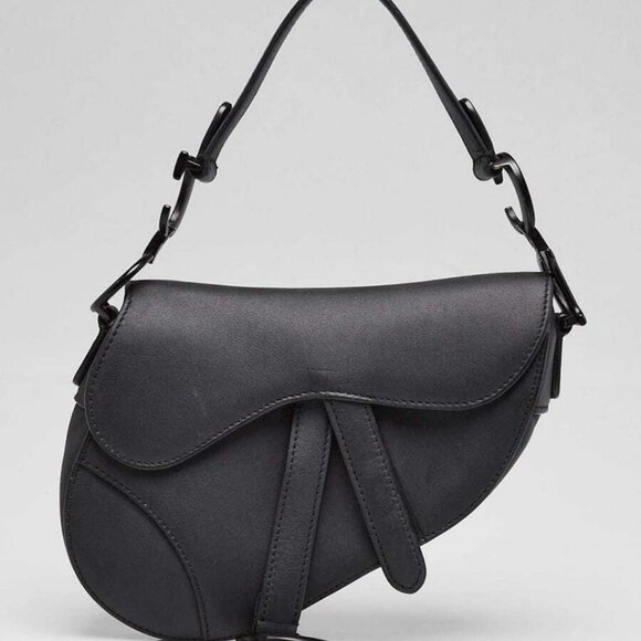 Christian Dior Black Ultramatte Leather Mini Saddle Bag - Picture 1 of 11